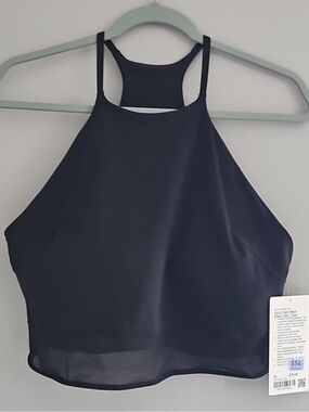 Lululemon Womens Nulu High Neck Mesh Hem Tank in Black